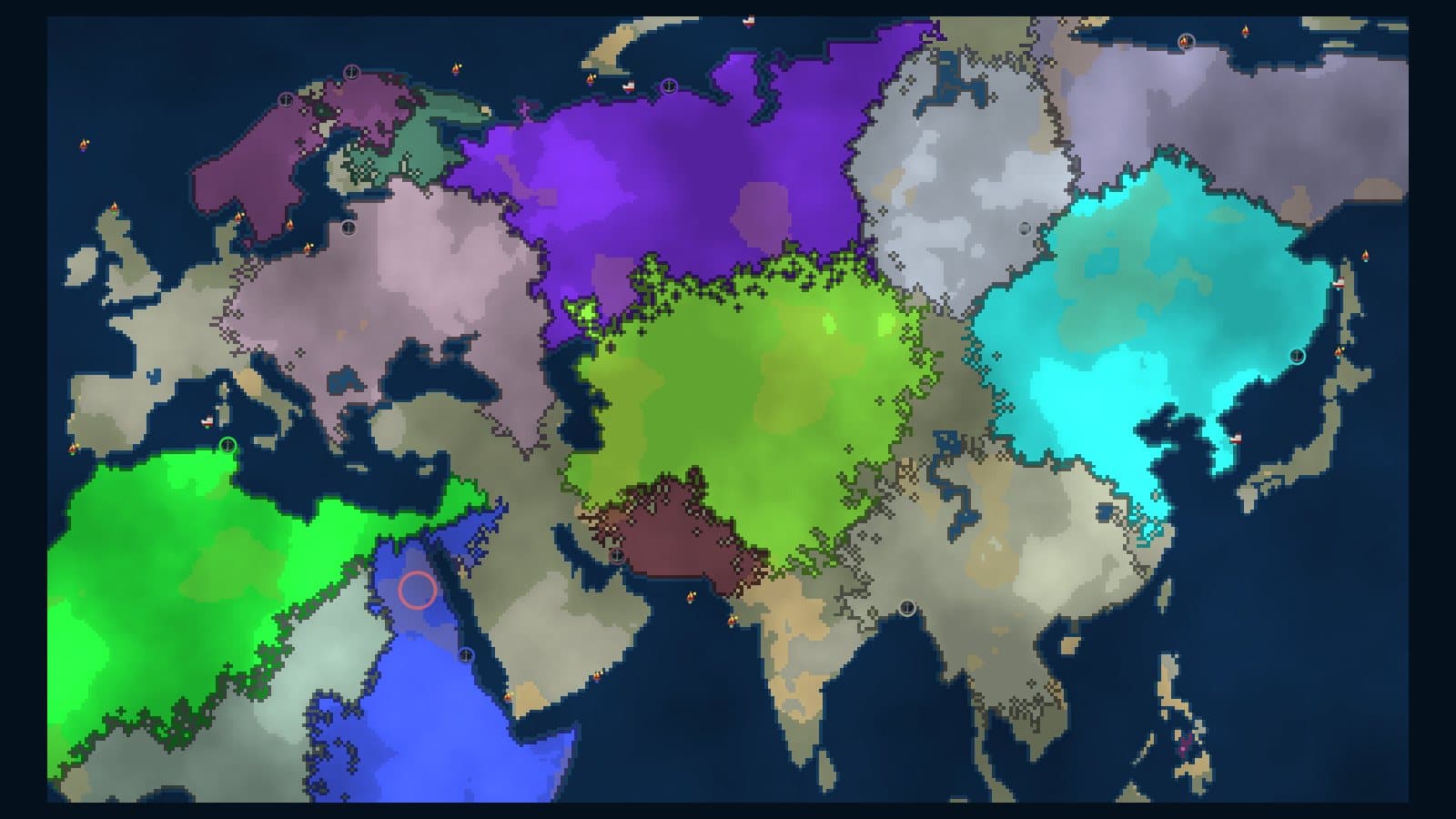 The Eurasia map in Frontlines at the start of a match